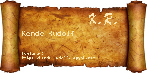 Kende Rudolf névjegykártya